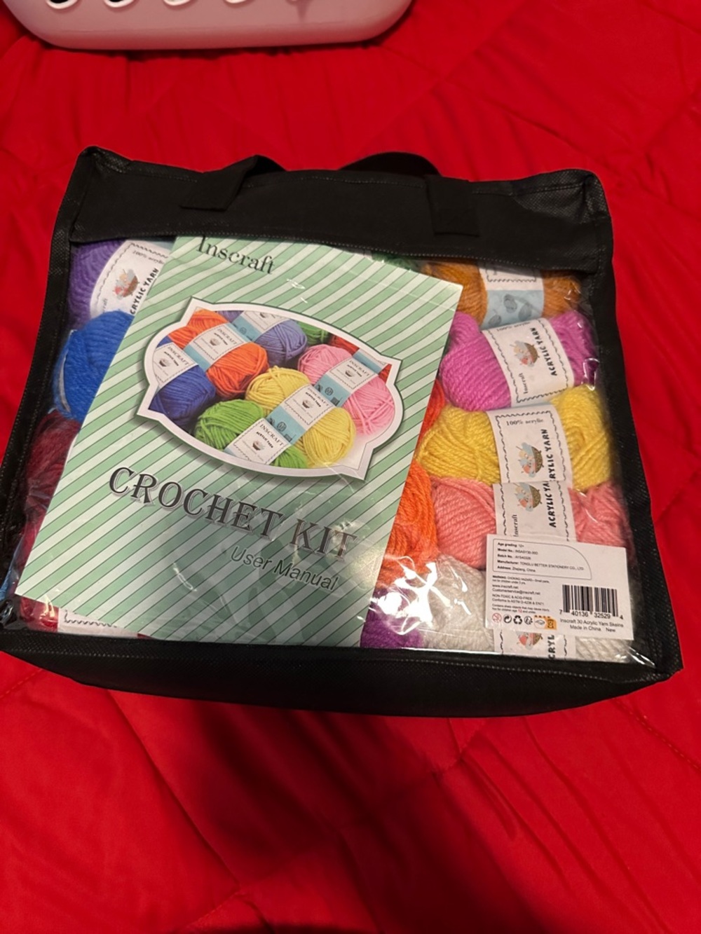 Crochet Kit with Multi-Color Yarn Settle opened never used 30 acrylic yarn